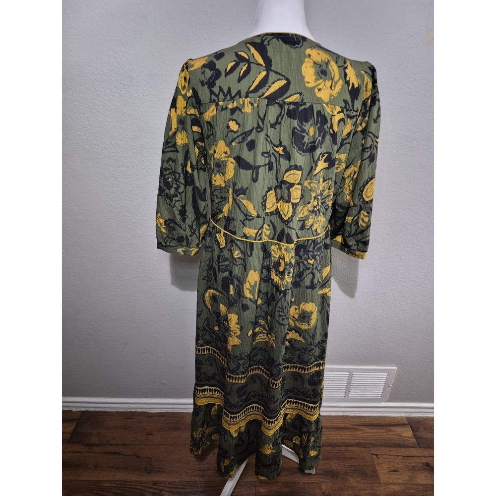 Figueroa & Flower Womens Blue Green Yellow Floral Maxi Dress Sz‎ Med Boho Artsy - Picture 6 of 8